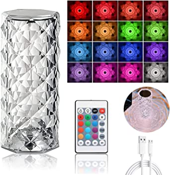 Diamond Rose Crystal Lamp ,16 Colors Touch & Remote