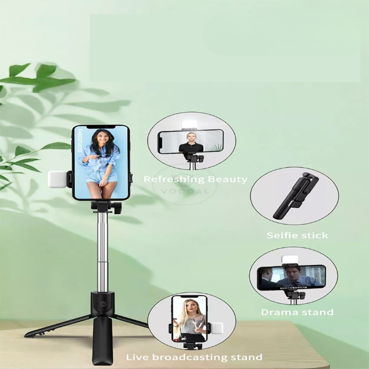 Wireless Selfie Stick with LED Fill Light & Mini Tripod