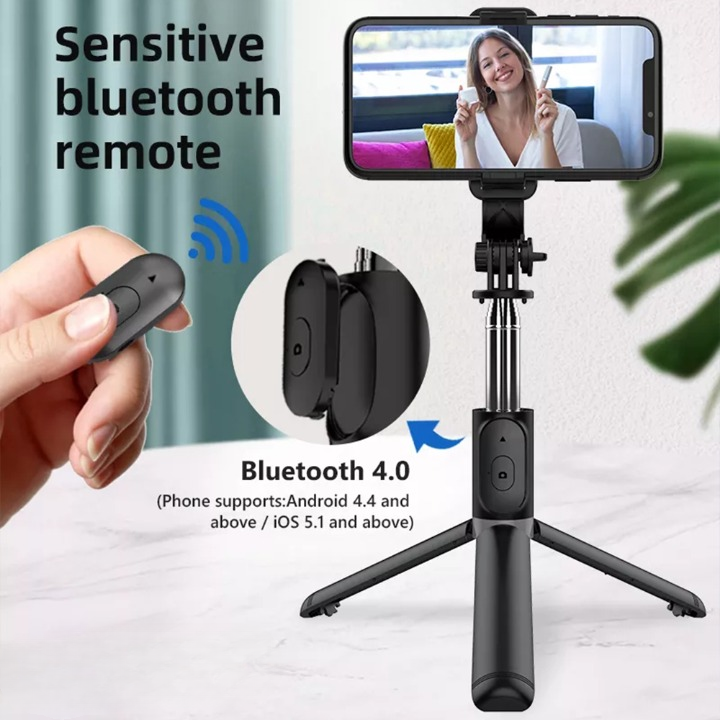 Wireless Selfie Stick with LED Fill Light & Mini Tripod