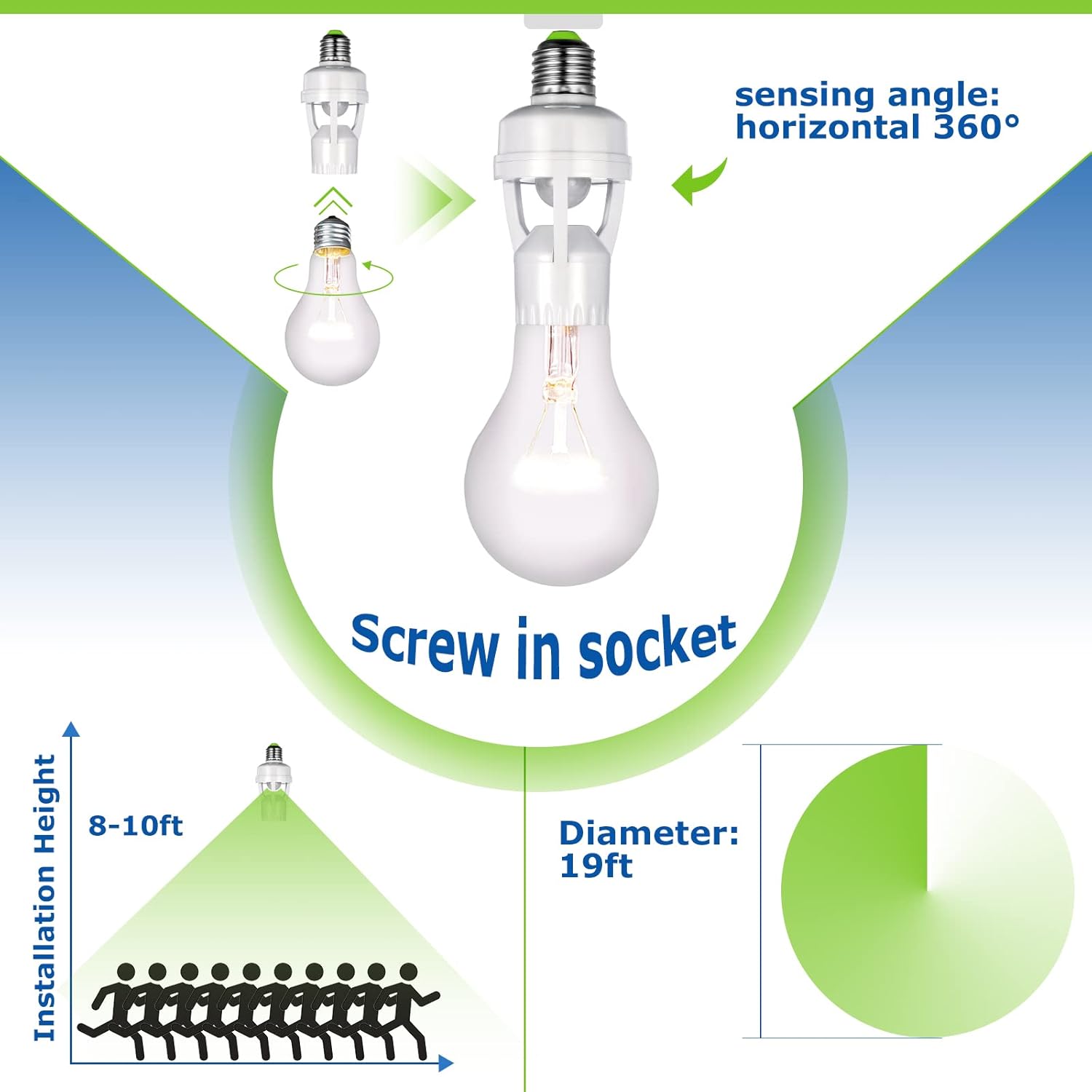 Smart Motion Sensor Lamp Holder 💡 360° Automatic On/Off