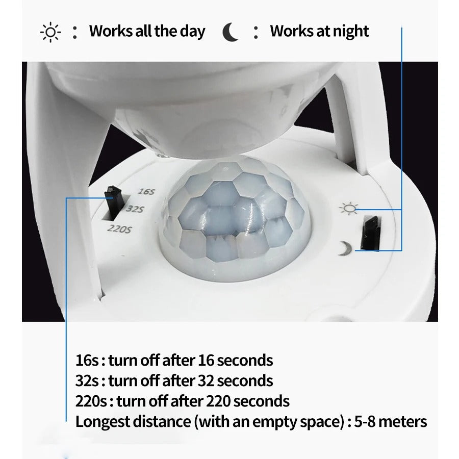 Smart Motion Sensor Lamp Holder 💡 360° Automatic On/Off