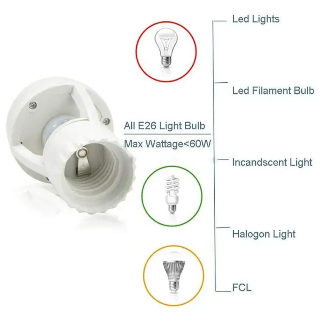 Smart Motion Sensor Lamp Holder 💡 360° Automatic On/Off
