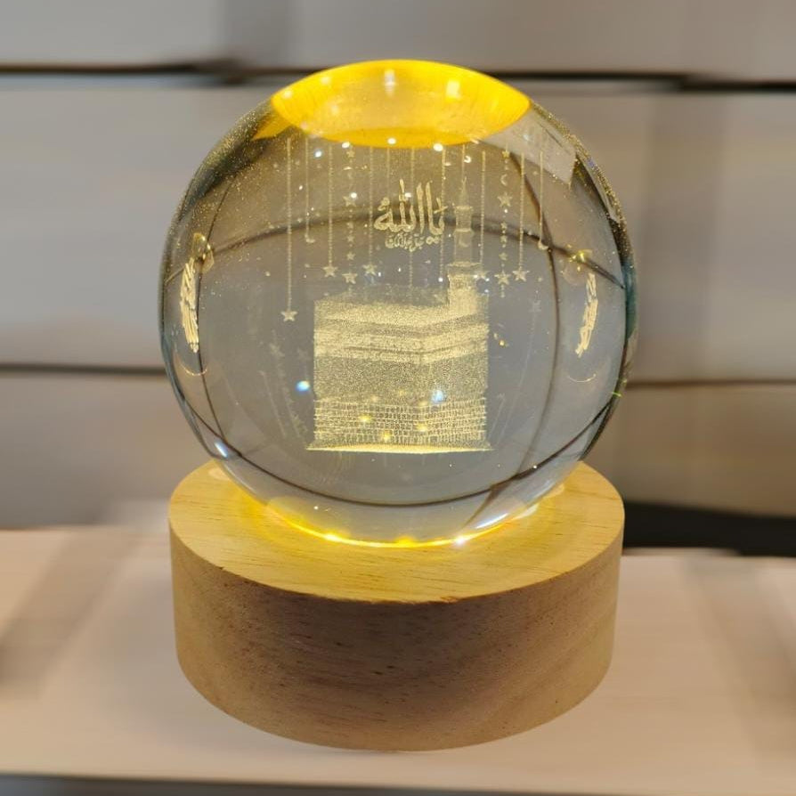 3D Crystal Night Lamp – Islamic Home Decore & Prayer Light