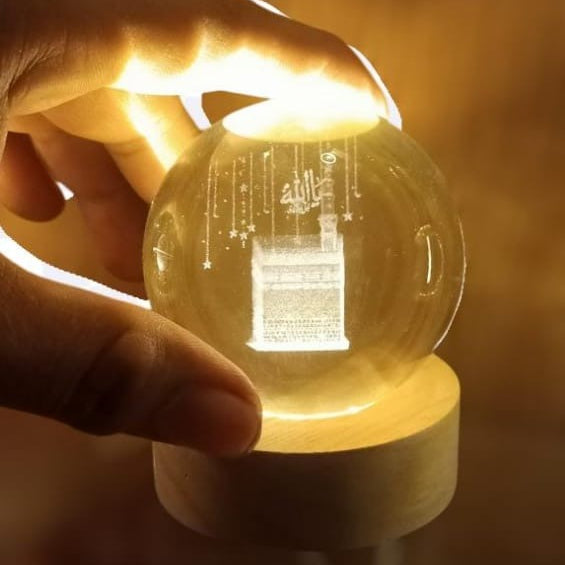 3D Crystal Night Lamp – Islamic Home Decore & Prayer Light