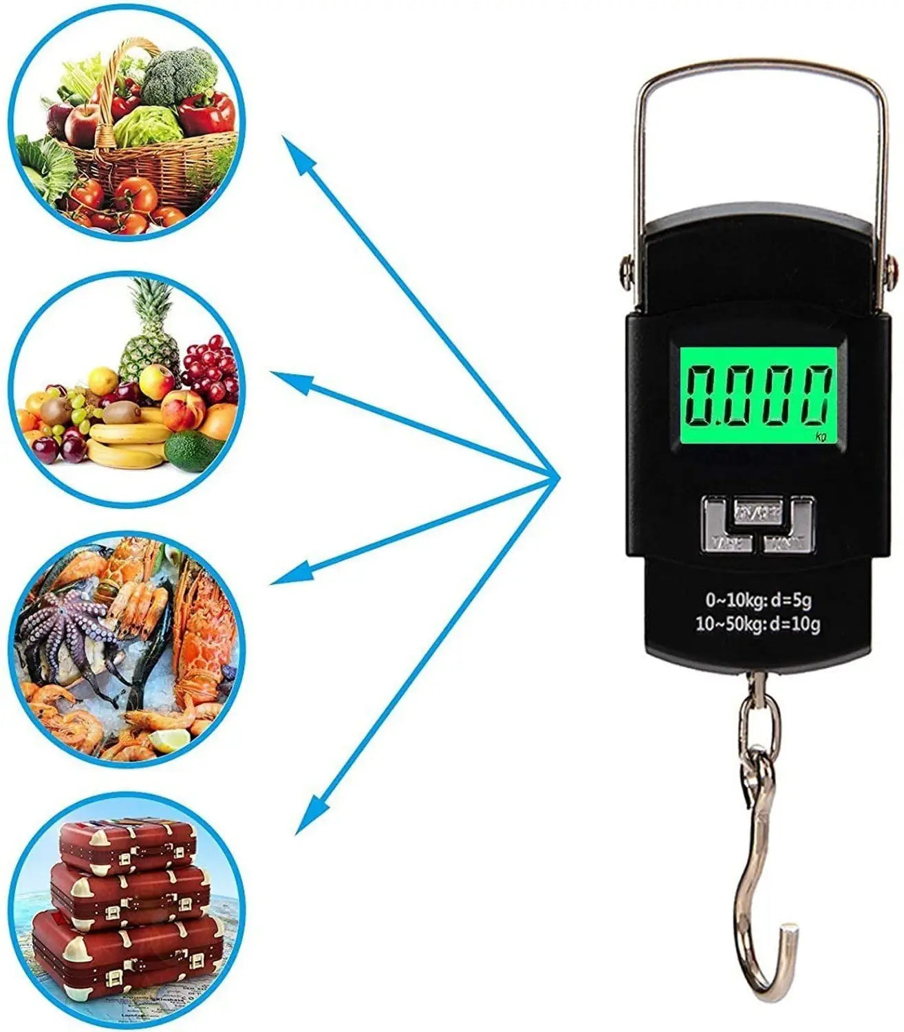 50kg Portable Digital Hanging Scale with Hook