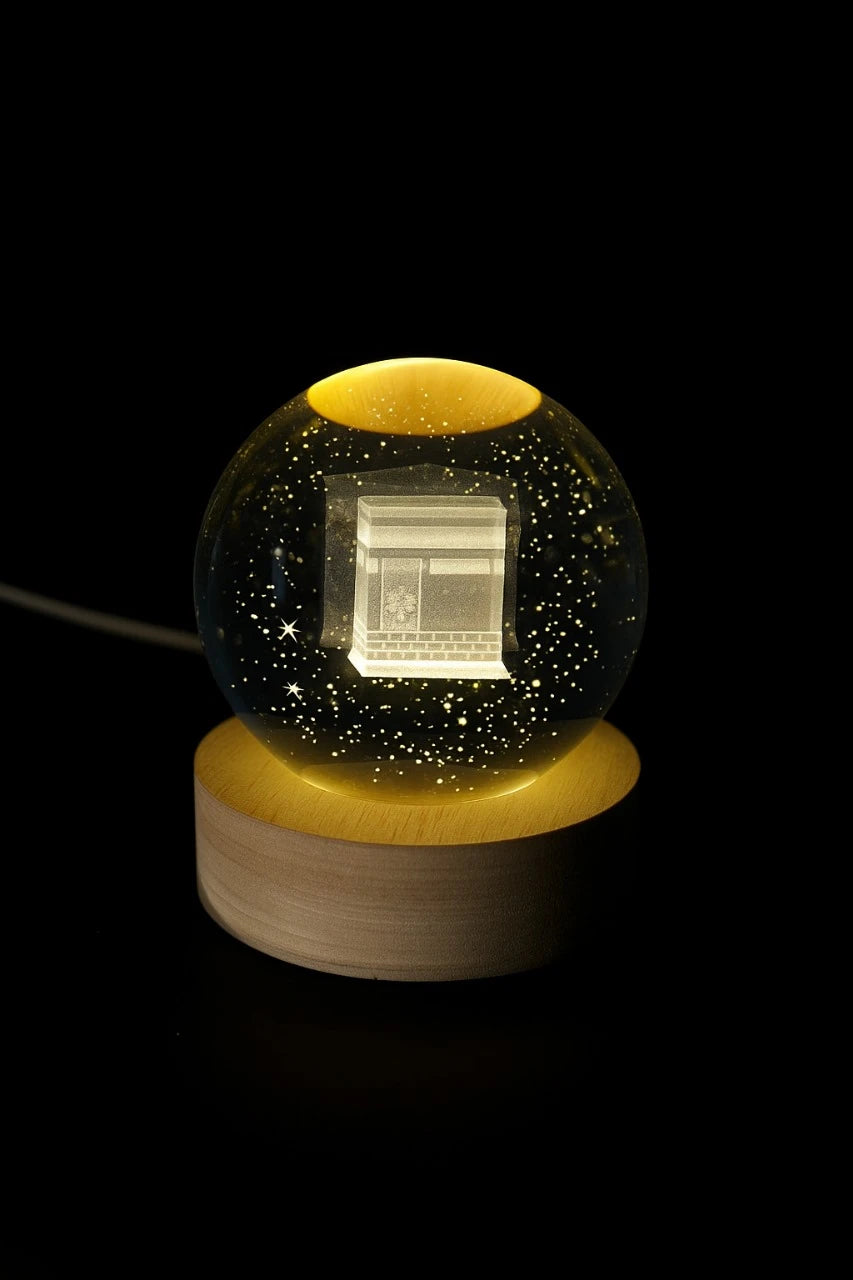 3D Crystal Night Lamp – Islamic Home Decore & Prayer Light
