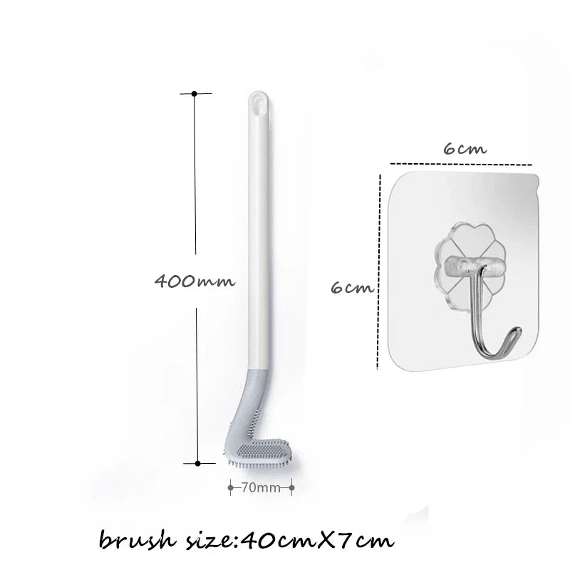Silicone Toilet Brush with Holder & Free Hooks – Flexible & Hygienic