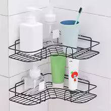 Metal Corner Rack with Hooks – Stylish Bathroom & Kitchen