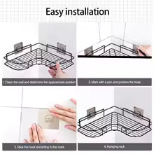 Metal Corner Rack with Hooks – Stylish Bathroom & Kitchen