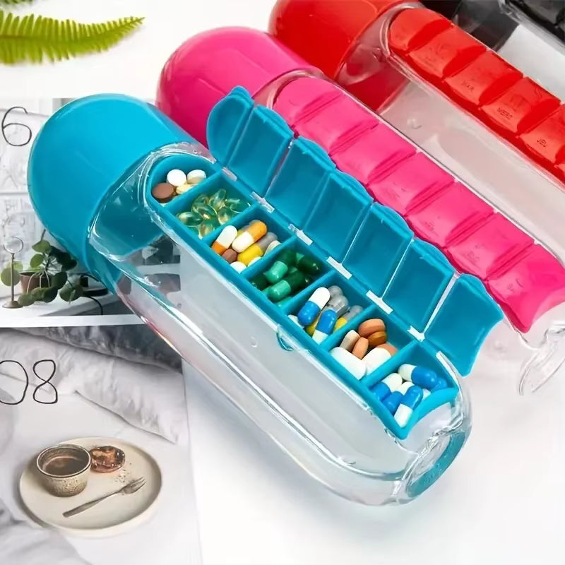 2-in-1 Medicine Organizer with Water Bottle