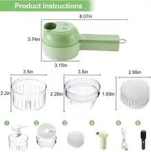 4 In 1 Handheld Rechargeable Vegetable Cutter Chopper
