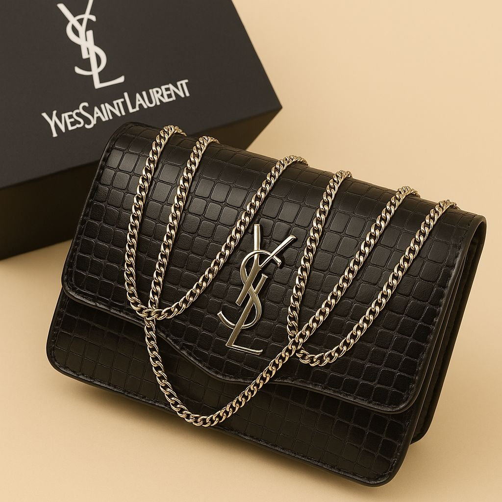 Elegant Croc Vegan Leather Crossbody Bag