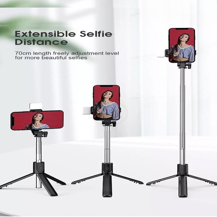 Wireless Selfie Stick with LED Fill Light & Mini Tripod