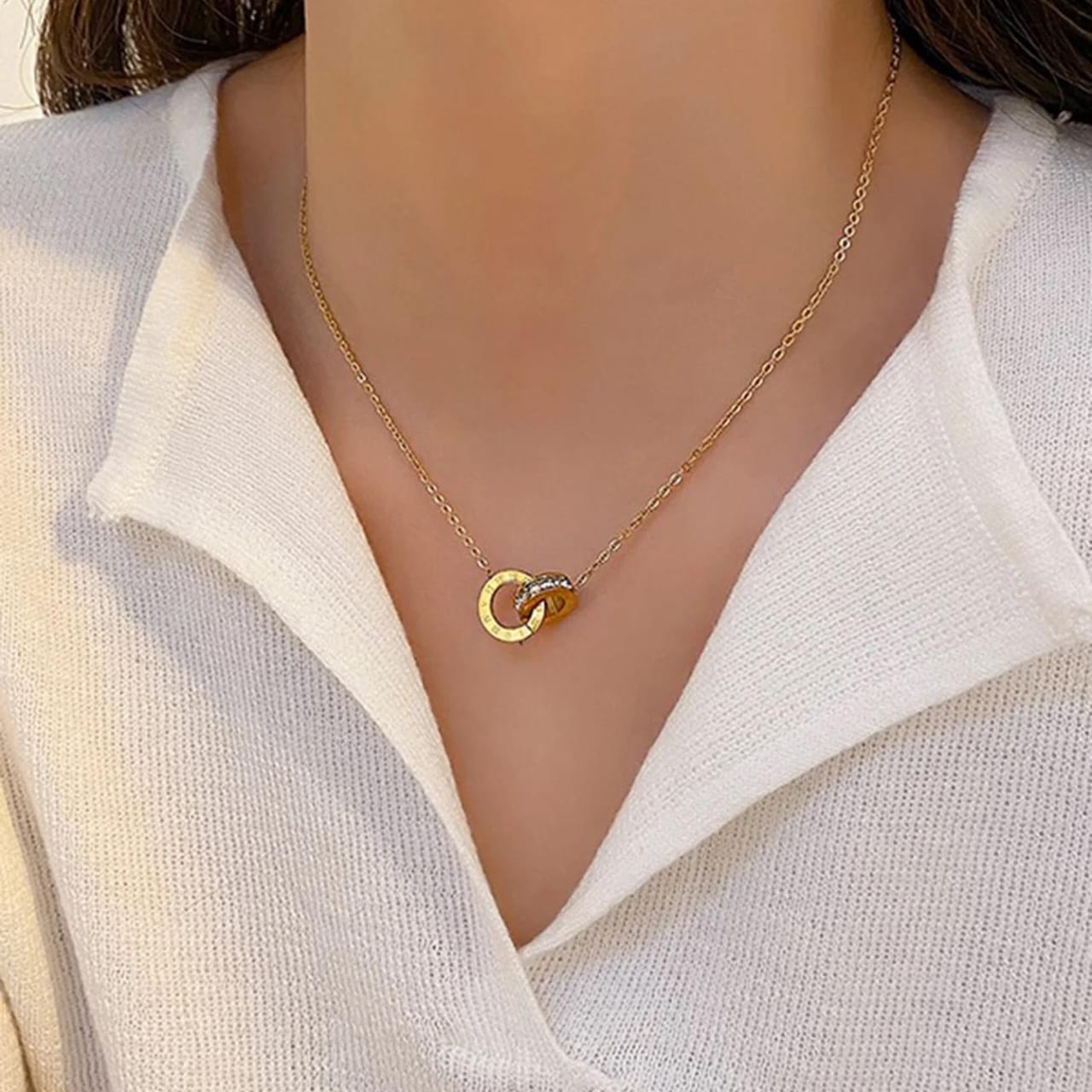 Roman Circle Stainless Steel Necklace