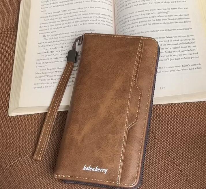 Baellerry Men’s Long PU Leather Zipper Wallet