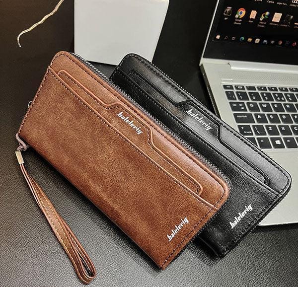 Baellerry Men’s Long PU Leather Zipper Wallet