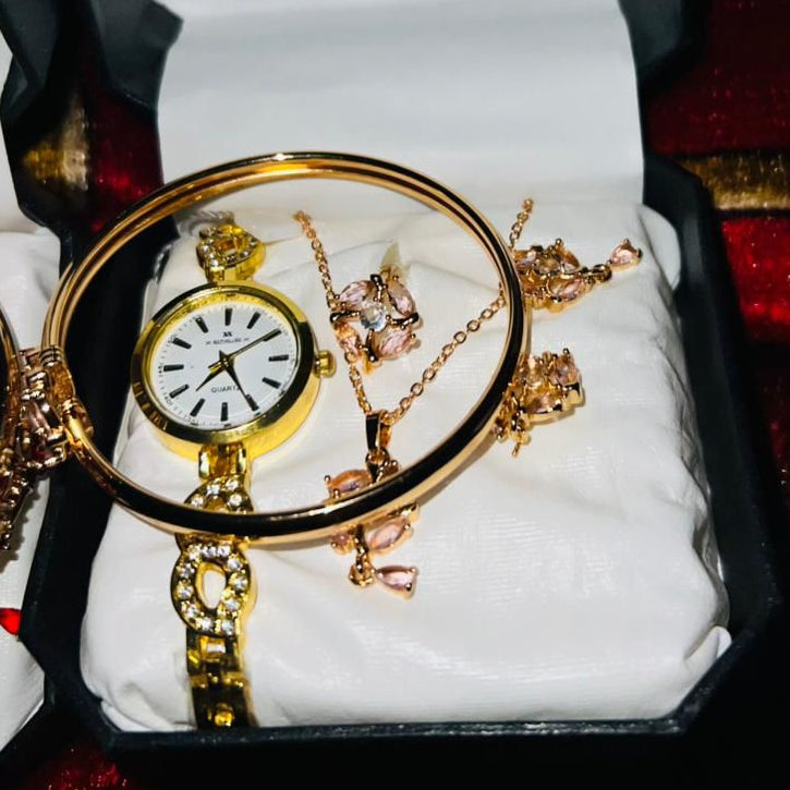 Elegant Ladies Watch & Jewellery Set