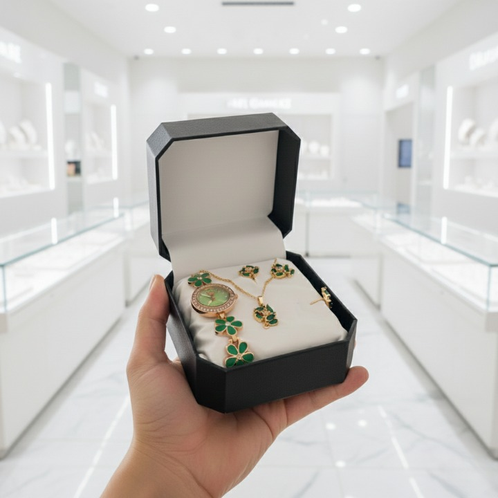 Elegant Ladies Watch & Jewellery Set